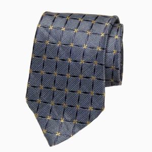 Vintage Ermenegildo Zegna Linen & Silk Tie Gray Gold Men's